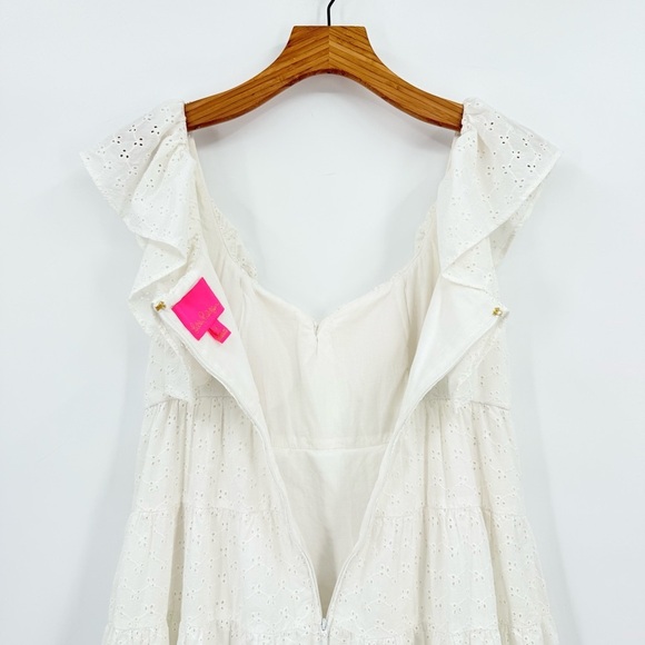 Lilly Pulitzer Emie Babydoll Ruffle Eyelet Dress in White Size 8 - Picture 14 of 14